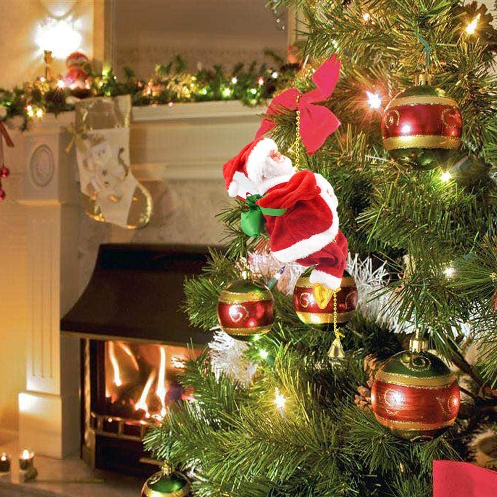 Animated Musical Climbing Santa Claus Decoration for Festive Christmas Holiday Fun