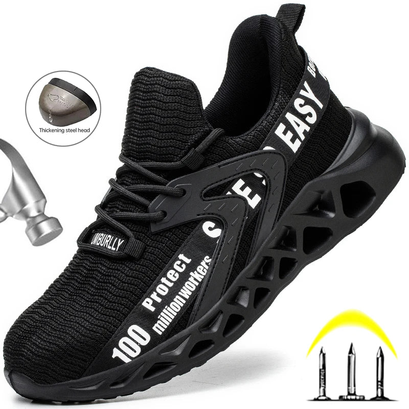 Breathable Lightweight Safety Work Sneakers Steel Toe Shoes
