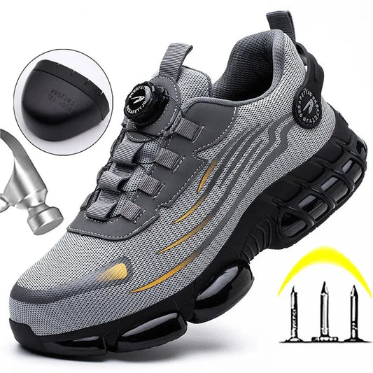 New Rotating Button Safety Shoes Anti-smash Anti-puncture Work Shoes