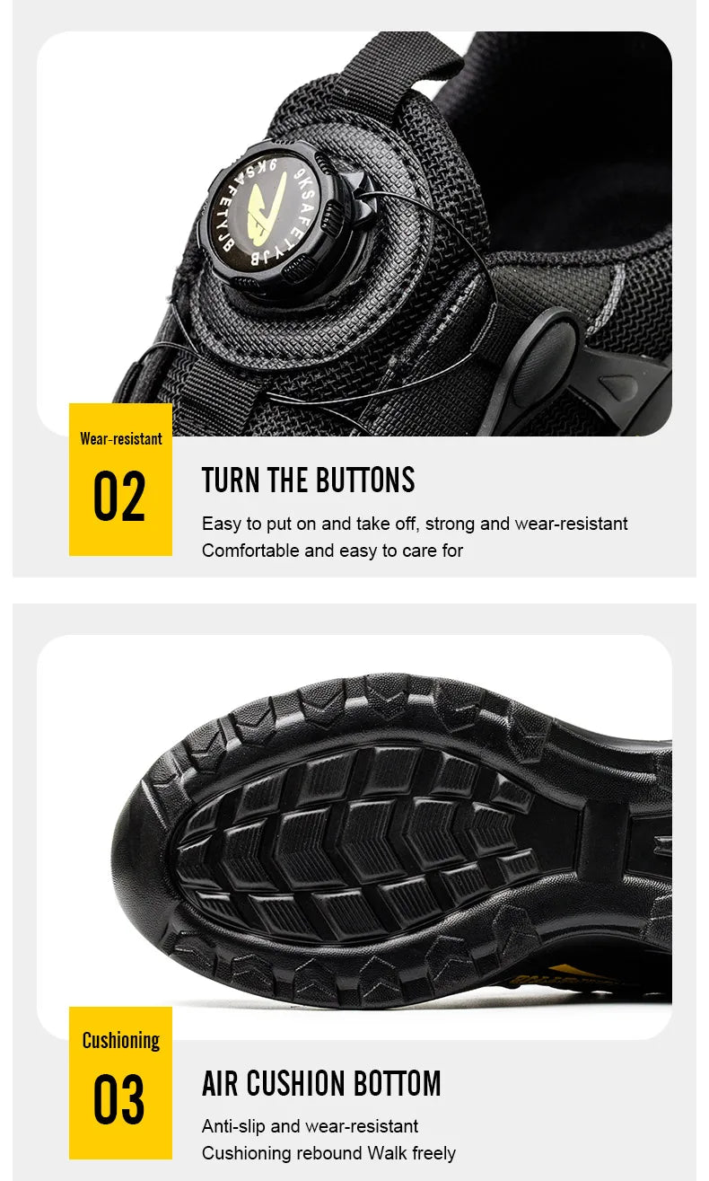 Indestructible Lightweight Work Shoes Safety Shoes Rotating Button