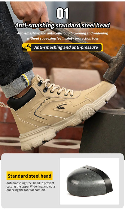 New Work Safety Boots Anti-smash Anti-puncture Steel Toe
