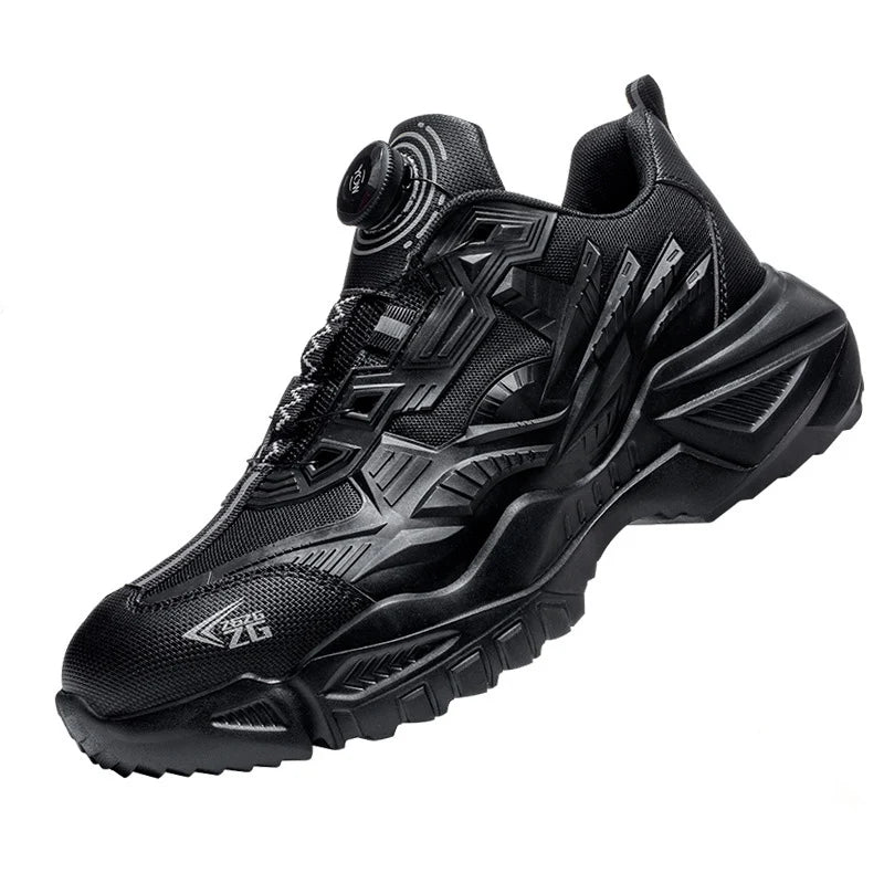 New Safety Work Shoes Black Style Rotary Button