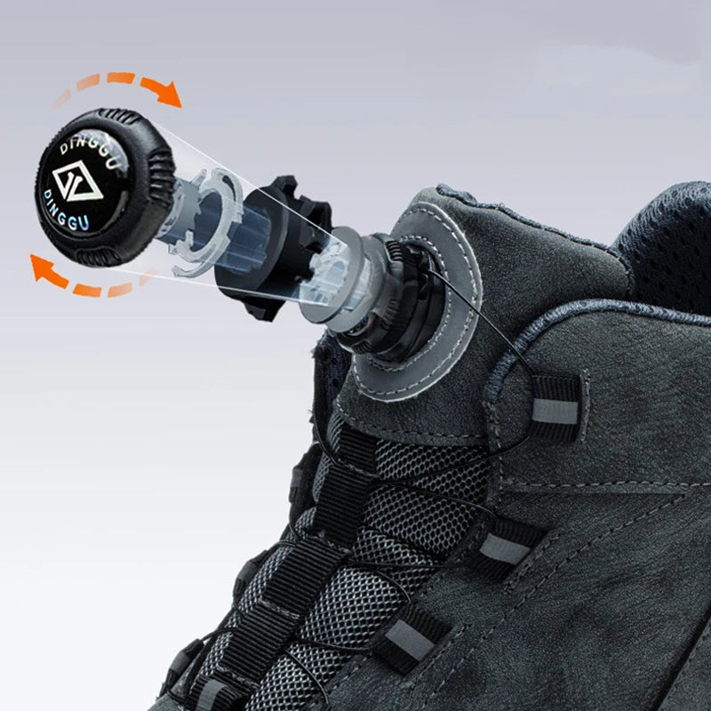 Rotating Button Shoes Work Boots Steel Toe Puncture-Proof Waterproof