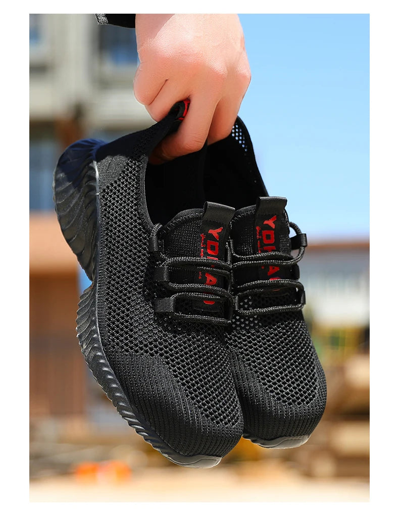Breathable Work Sneakers Summer Safety Shoes Lightweight Steel Toe Puncture-Proof
