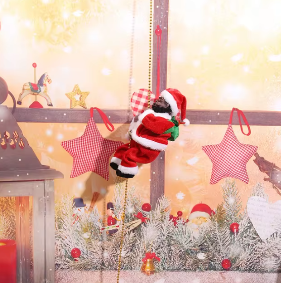 Animated Musical Climbing Santa Claus Decoration for Festive Christmas Holiday Fun