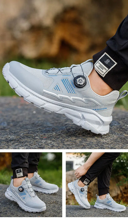 Rotating Button Safety Sneakers Steel Toe Puncture-Proof