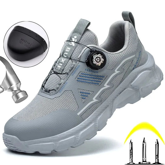 Rotating Button Safety Sneakers Steel Toe Puncture-Proof