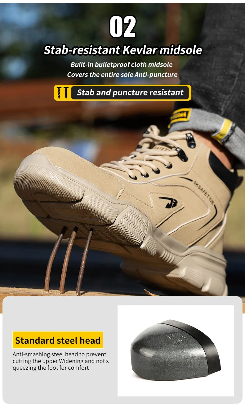 New Work Safety Boots Anti-smash Anti-puncture Steel Toe