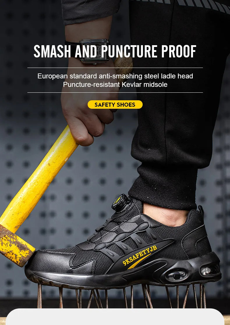 Indestructible Lightweight Work Shoes Safety Shoes Rotating Button