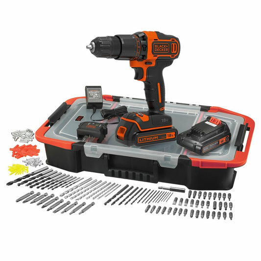 Black+Decker® 18V Lithium-ion Drill Driver And 160 Accessories In A Click & Connect Box