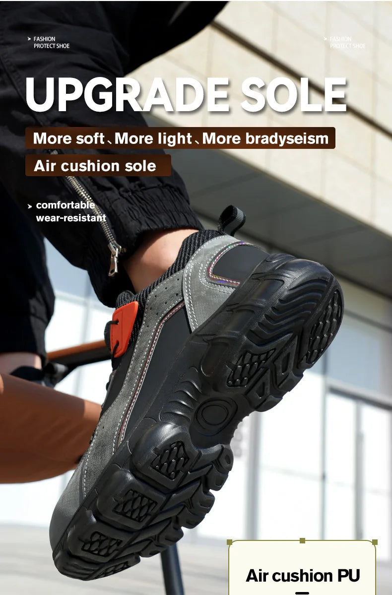 Rotating Buttons Boots Breathable Work Sneakers Men Safety Shoes Puncture-Proof Indestructible Shoes Non-slip