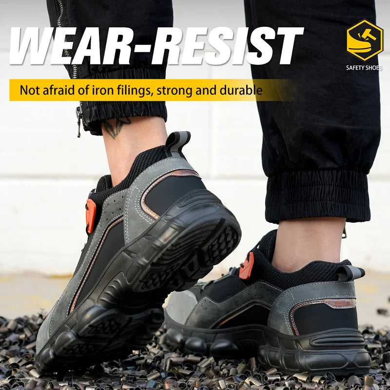 Rotating Buttons Boots Breathable Work Sneakers Men Safety Shoes Puncture-Proof Indestructible Shoes Non-slip